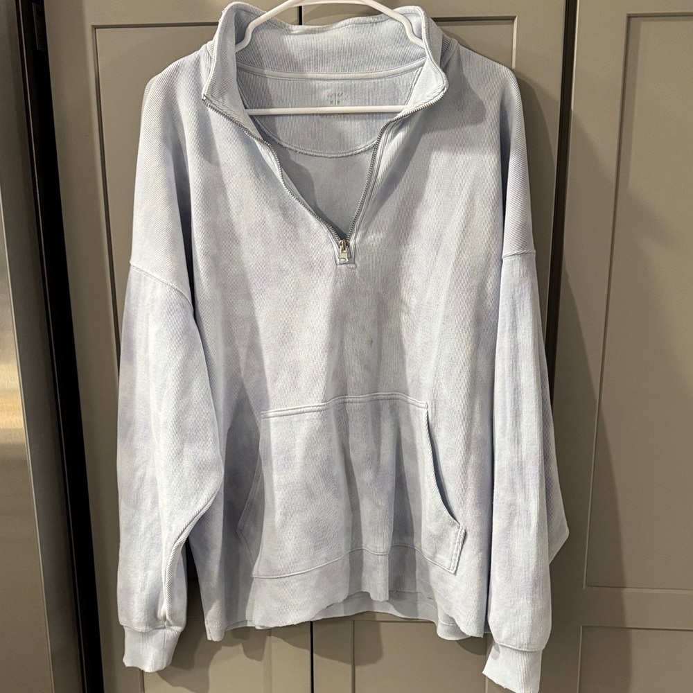 Aerie half zip pull on sweater. Blue and purple tie die M